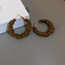 Load image into Gallery viewer, Hot Coffee Faux Leather Hoops
