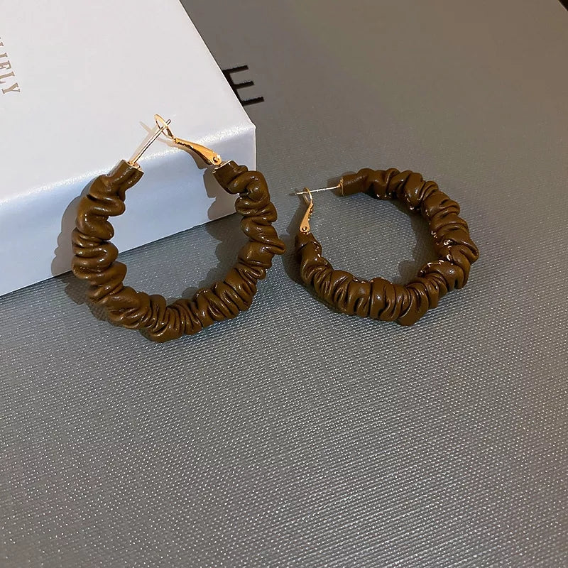 Hot Coffee Faux Leather Hoops