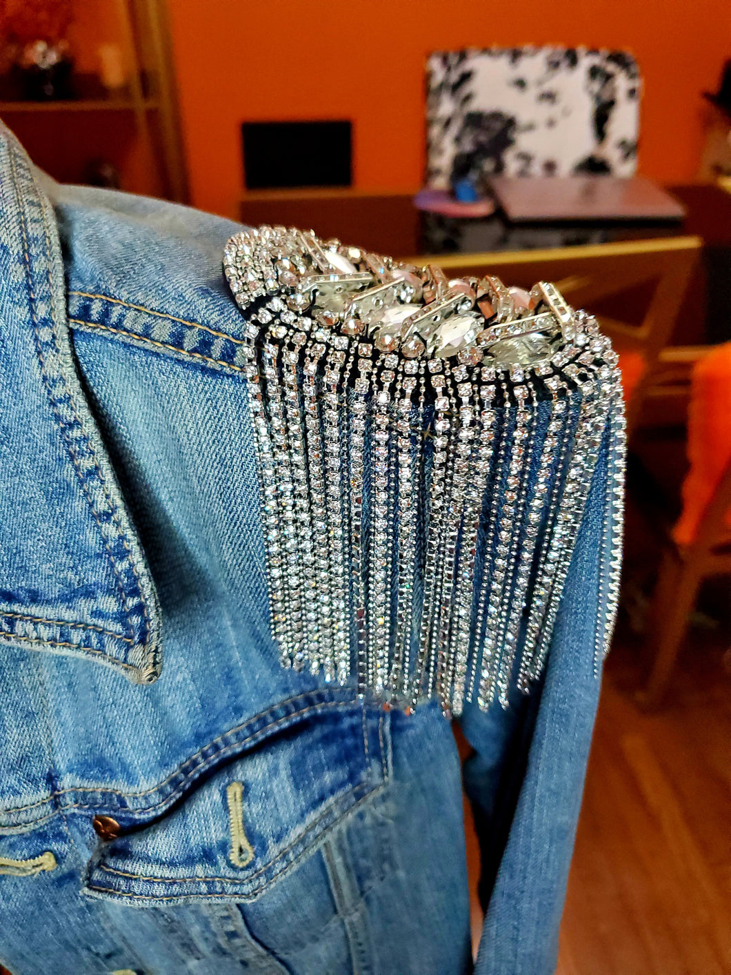 Rhinestone Tassel Epaulet Shoulder Badge