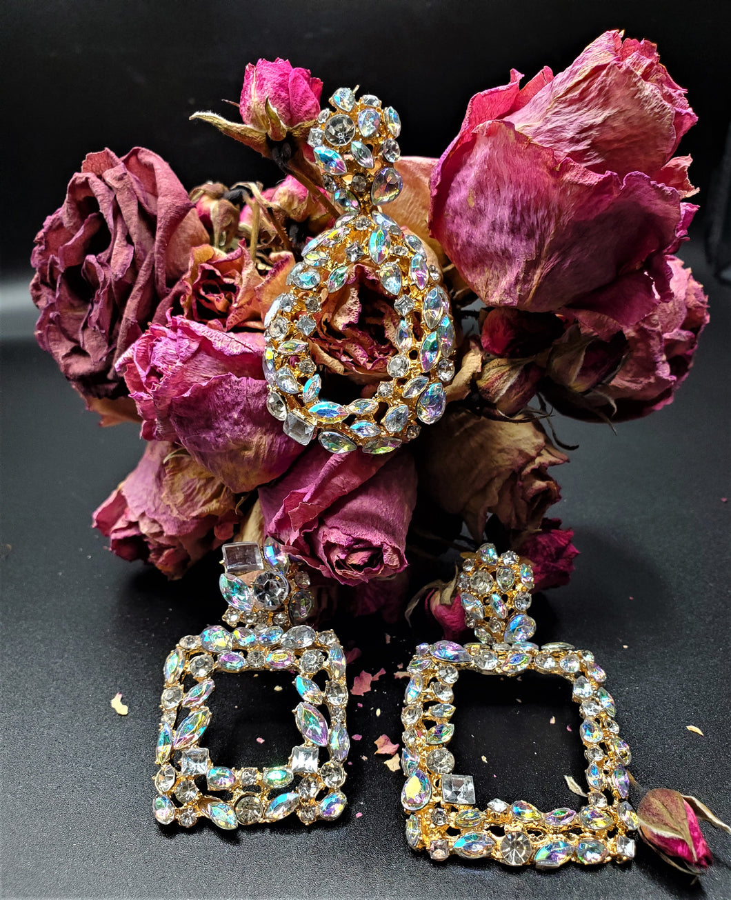 Iridescent Marquise Stone Cluster Earring