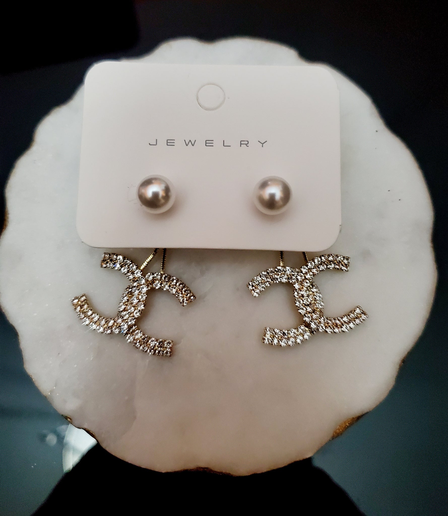 Luxury Inspired Rhinestone Pearl Earrings