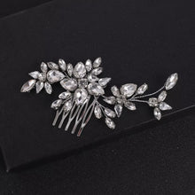 Load image into Gallery viewer, Crystal Embellished Flower Hair Comb
