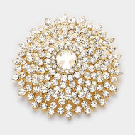 Crystal Sunburst Pin Brooch