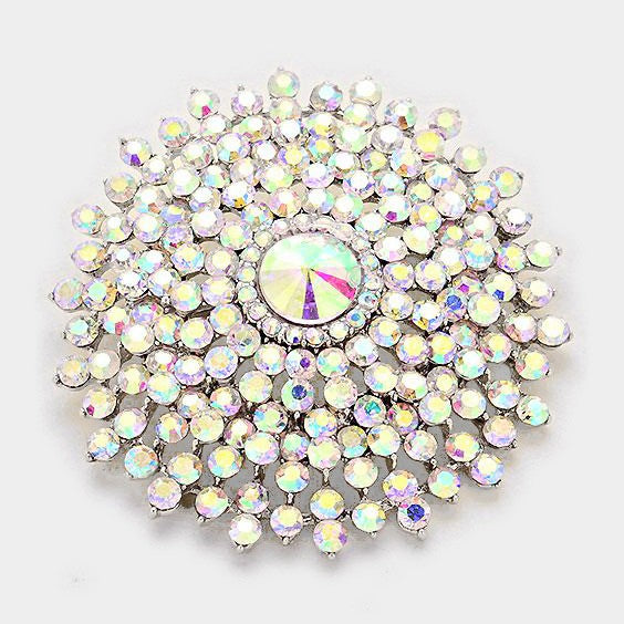 Crystal Sunburst Pin Brooch