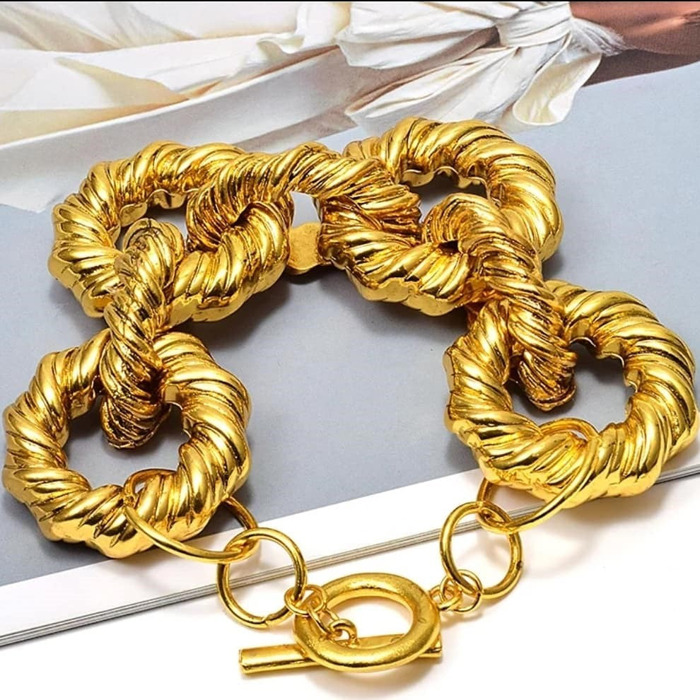 Chunky Gold Metal Hoop Bracelet - RESTOCKED