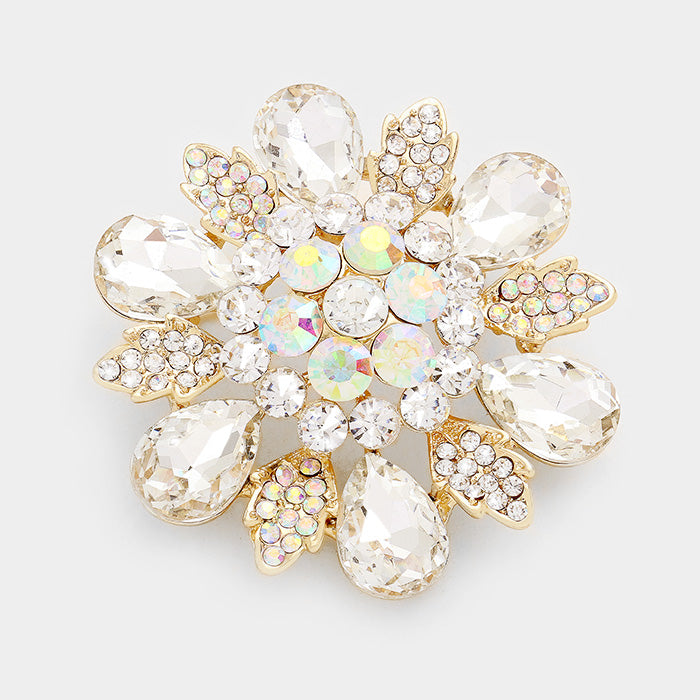 Floral Rhinestone Pin Brooch