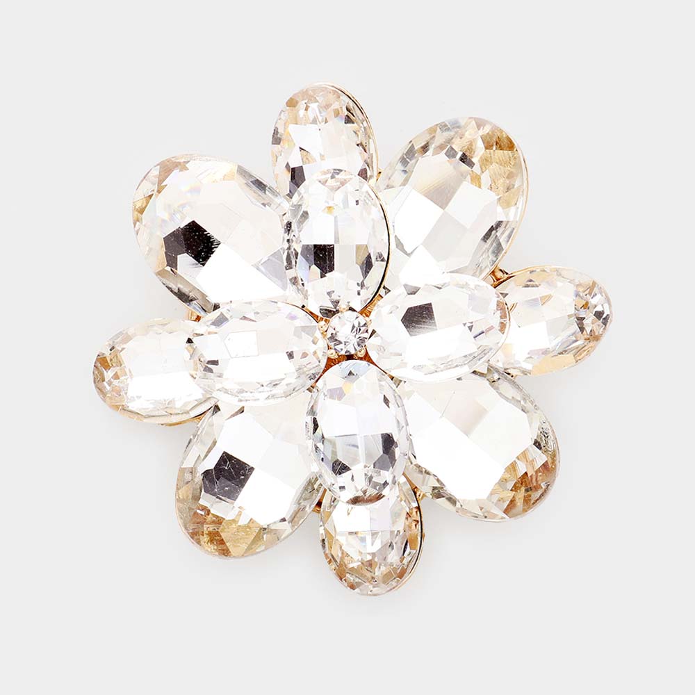 Crystal Flower Pin Brooch