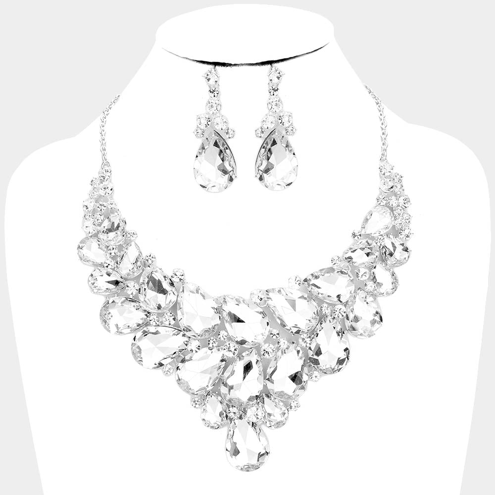 Oval Crystal Teardop Necklace