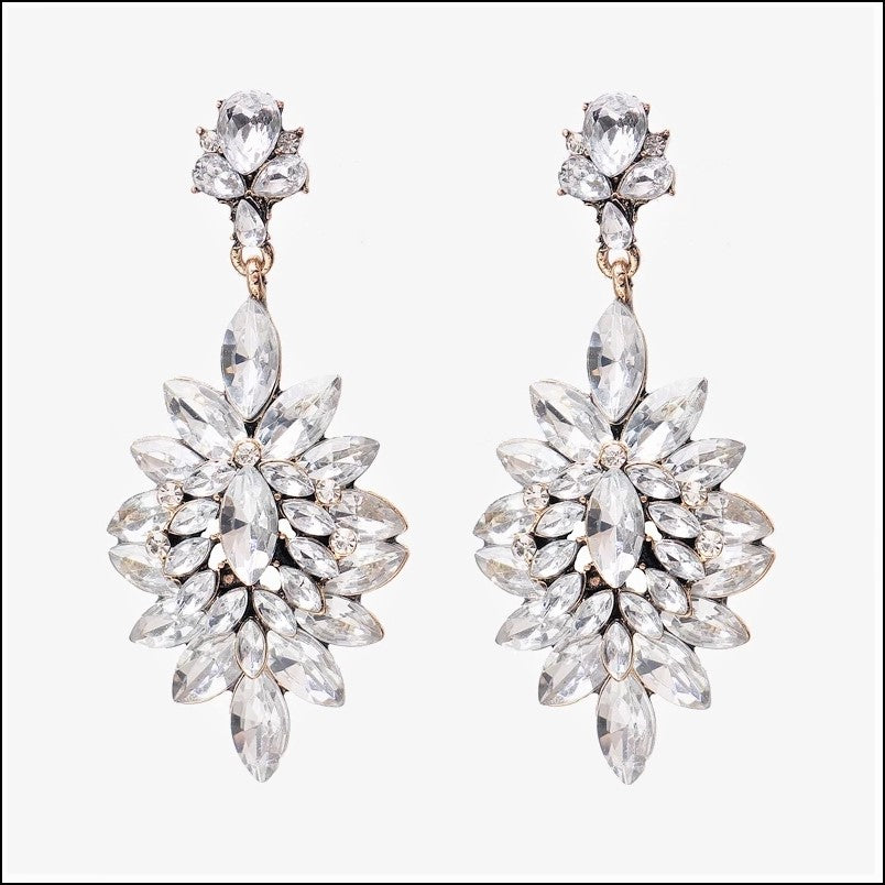 Crystal 3D Floral Drop Earrings