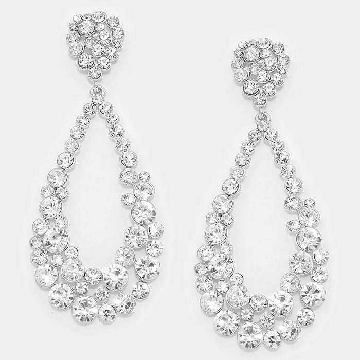 Crystal Bubble Teardrop Dangle Earrings (Large)