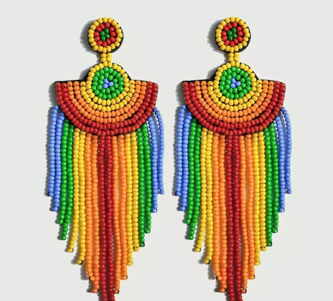 Happy Rainbows Beaded Drop Earring