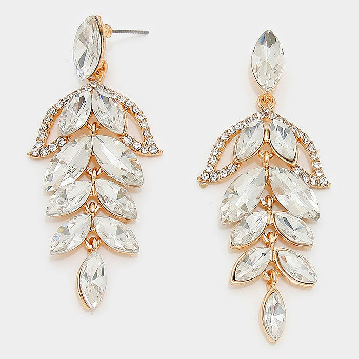 Leaf Drop Crystal Dangle Earring