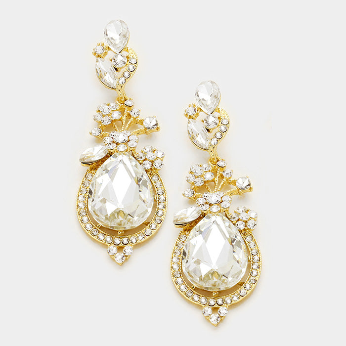 Crystal Teardrop Vine Earrings