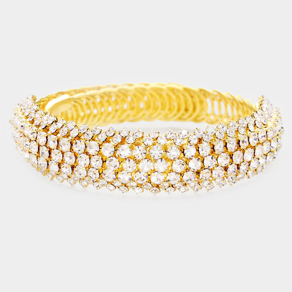 Rhinestone Adjustable Evening Bangle Bracelet
