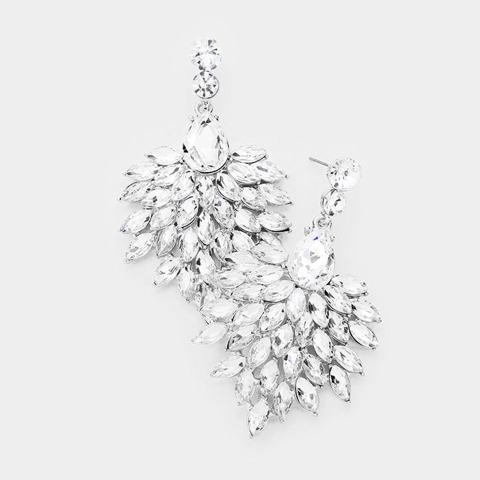 Marquis Oval Cluster Earrings