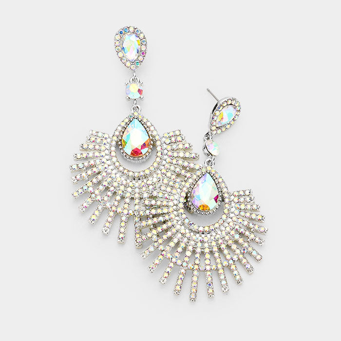 Teardrop Fan Crystal Rhinestone Earring