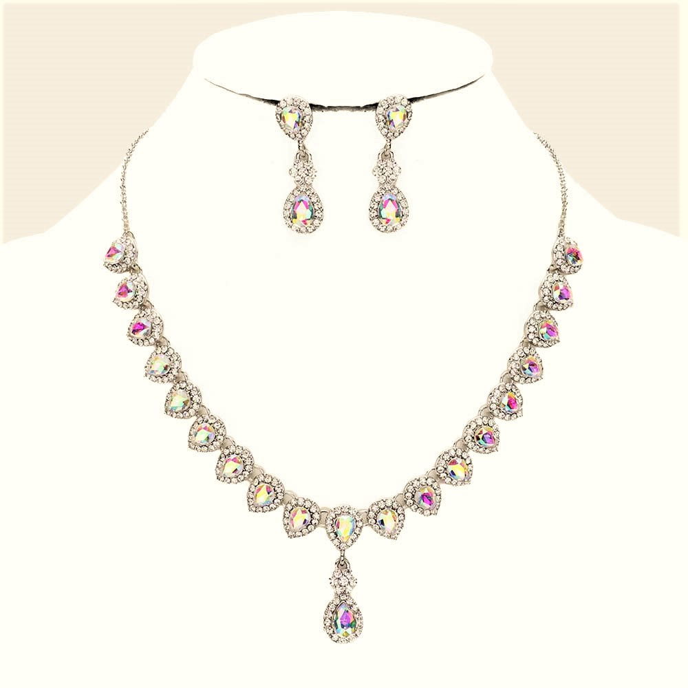 Pear Shaped Rhinestone Necklace Set