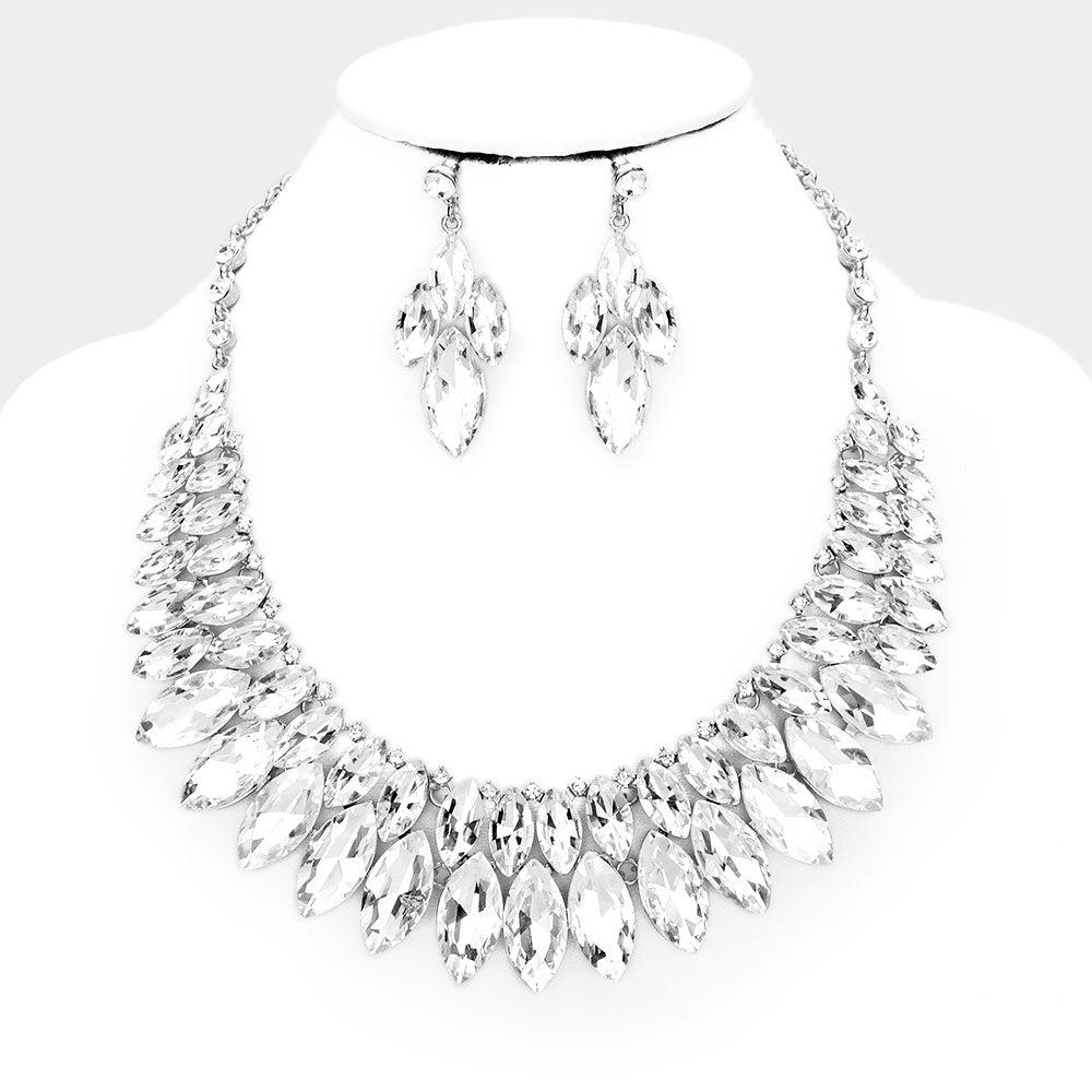 Marquis Crystal Bib Collar Evening Necklace