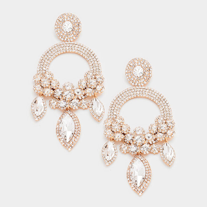 Chandelier Marquis Triple Flower Earring