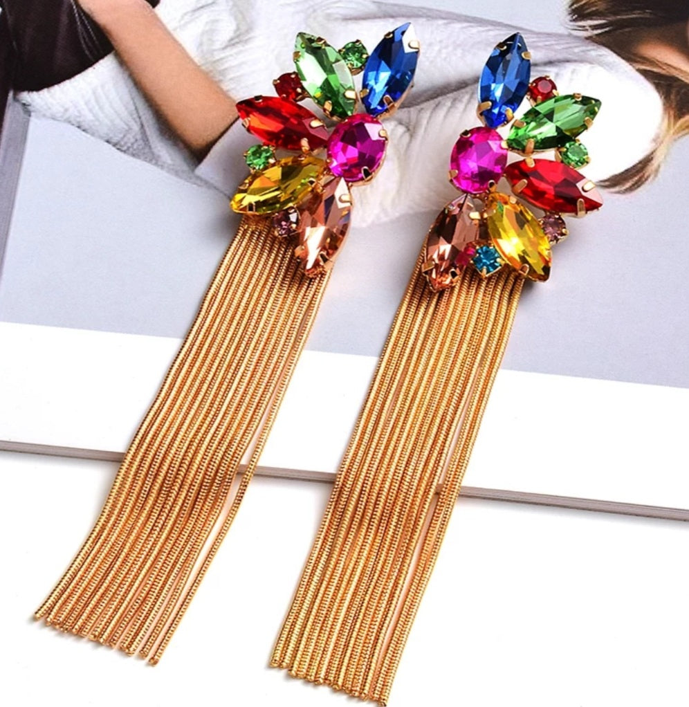 Crystal Tassel Dangle Earrings - NEW!!