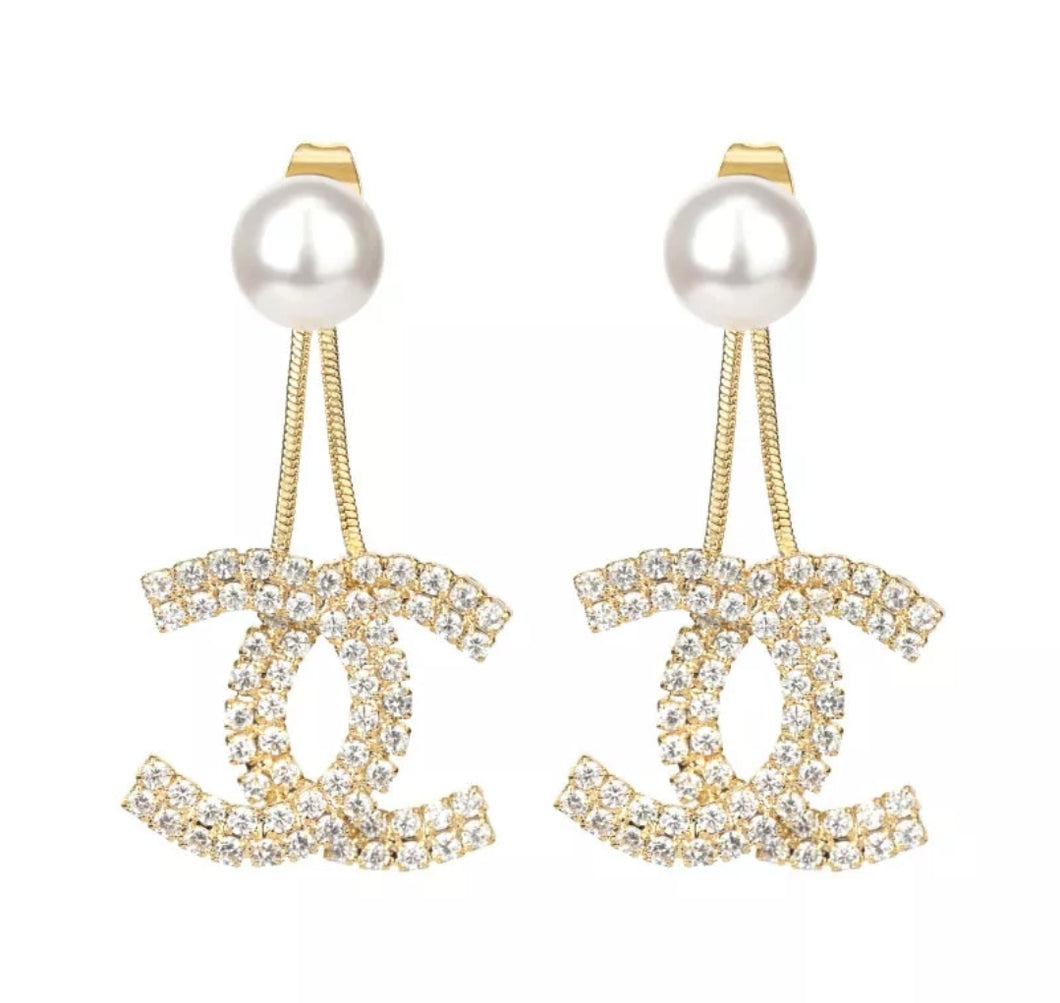 Luxury Inspired Rhinestone Pearl Earrings